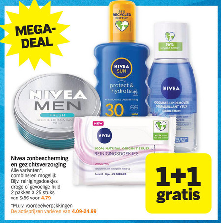 Nivea   dagcreme, reinigingsdoekje folder aanbieding bij  Albert Heijn - details