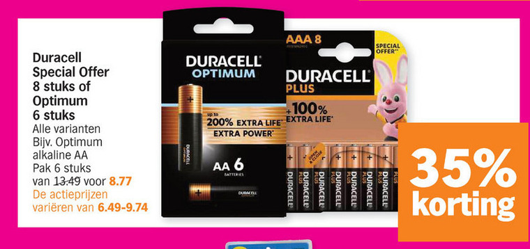 Duracell   batterij folder aanbieding bij  Albert Heijn - details