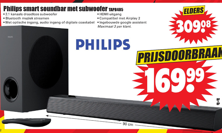 Philips   soundbar folder aanbieding bij  Dirk - details