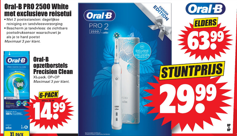 Braun Oral-B   electrische tandenborstel, opzetborstel folder aanbieding bij  Dirk - details