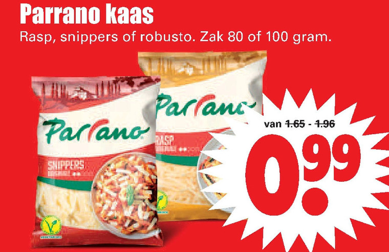 Parrano   geraspte kaas folder aanbieding bij  Dirk - details