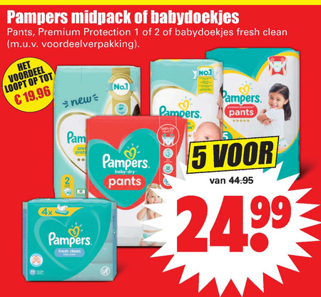 Pampers   luiers, billendoekjes folder aanbieding bij  Dirk - details