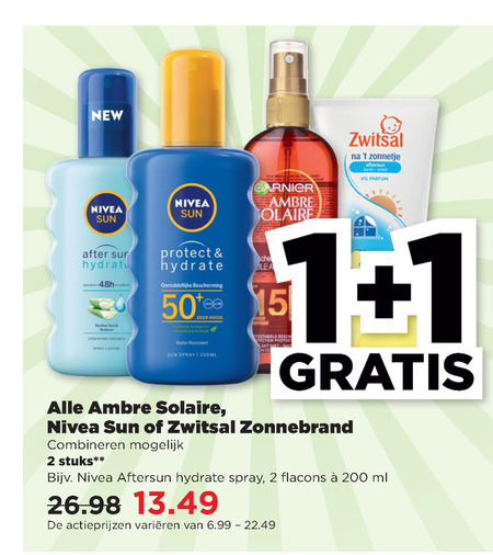 Zwitsal   zonnebrandolie, aftersun folder aanbieding bij  Plus - details