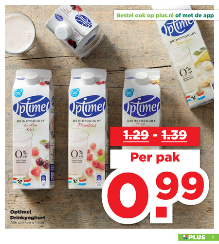 Optimel   drinkyoghurt folder aanbieding bij  Plus - details