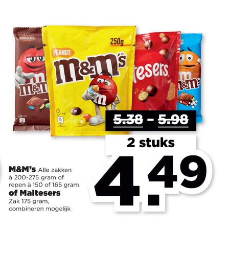 M en Ms   chocoladepindas, chocolade folder aanbieding bij  Plus - details