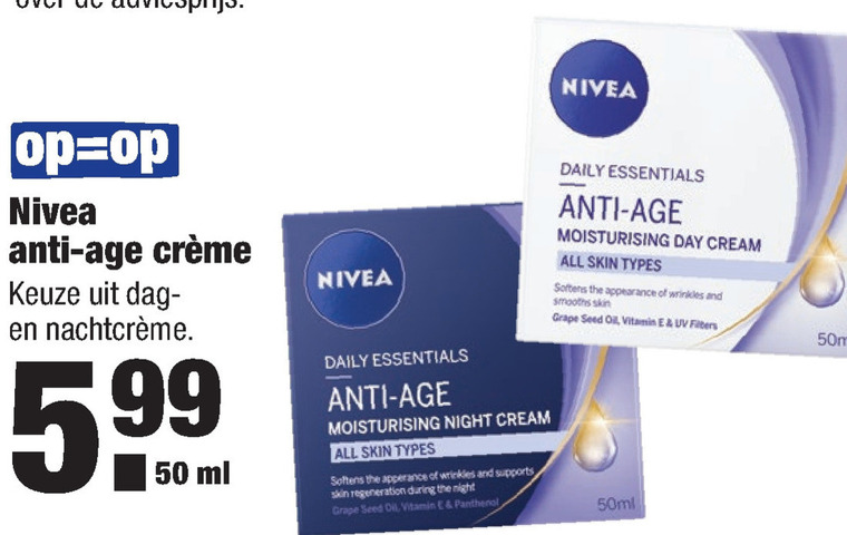 Nivea   nachtcreme, dagcreme folder aanbieding bij  Aldi - details