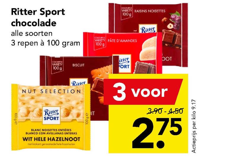 Ritter Sport   chocolade folder aanbieding bij  Deen - details