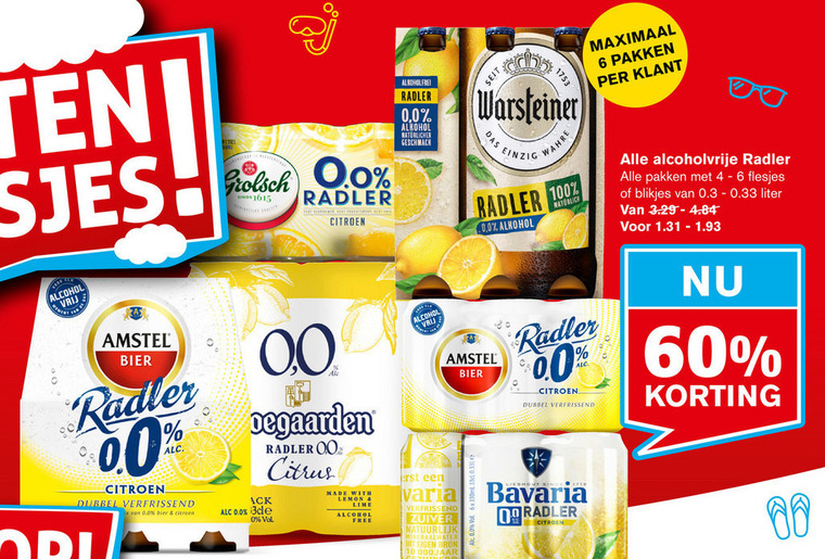 Amstel   radler bier folder aanbieding bij  Hoogvliet - details