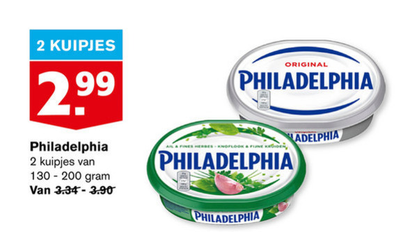 Philadelphia   zuivelspread folder aanbieding bij  Hoogvliet - details