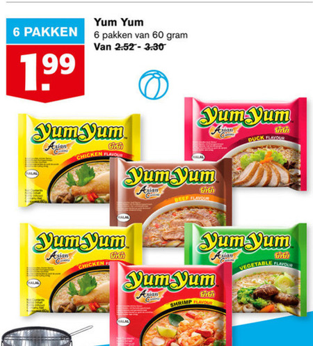 Yum Yum   noodles folder aanbieding bij  Hoogvliet - details