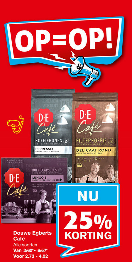 Douwe Egberts   koffie, koffiebonen folder aanbieding bij  Hoogvliet - details