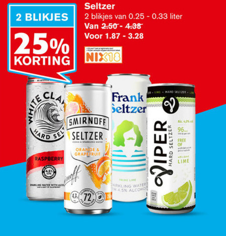 White Claw   hard seltzer folder aanbieding bij  Hoogvliet - details