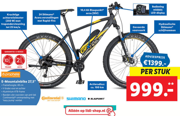 Prophete   mountainbike, elektrische fiets folder aanbieding bij  Lidl - details