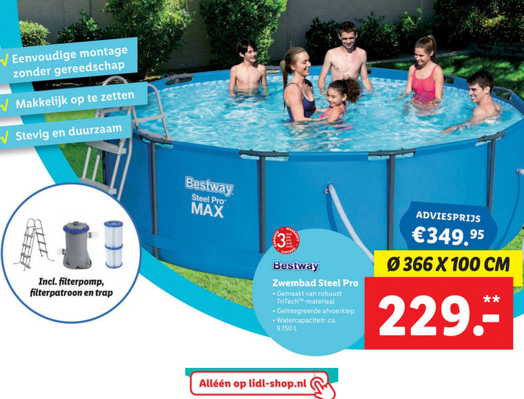 Bestway   framezwembad folder aanbieding bij  Lidl - details