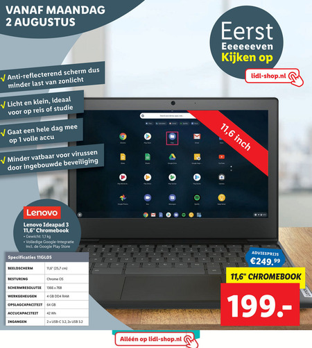 Lenovo   notebook folder aanbieding bij  Lidl - details