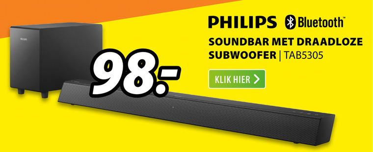 Philips   soundbar folder aanbieding bij  Expert - details