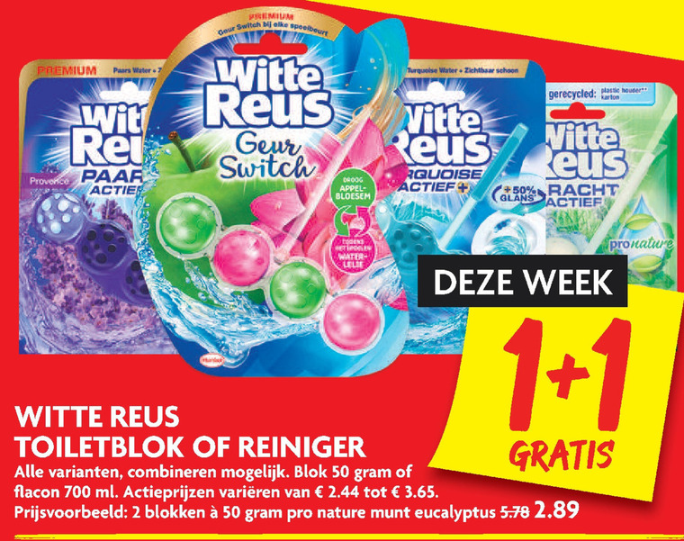 Witte Reus   toiletreiniger, toiletblok folder aanbieding bij  Dekamarkt - details