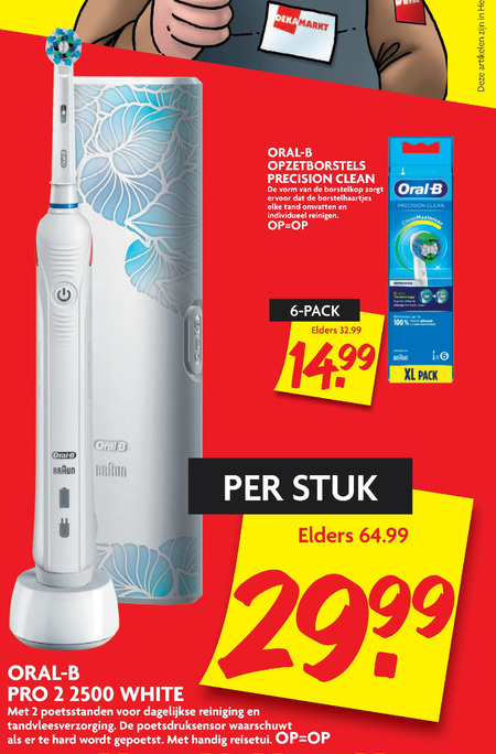 Braun Oral-B   electrische tandenborstel, opzetborstel folder aanbieding bij  Dekamarkt - details