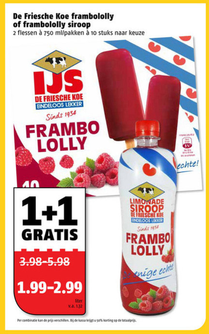 De Friesche Koe   limonadesiroop, ijslollies folder aanbieding bij  Poiesz - details