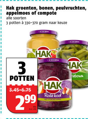 Hak   groenteconserven, appelmoes folder aanbieding bij  Poiesz - details