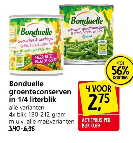 Bonduelle   groenteconserven folder aanbieding bij  Jan Linders - details