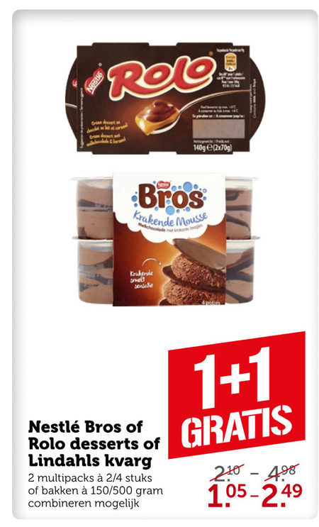 Bros   chocolademousse, kwark folder aanbieding bij  Coop - details