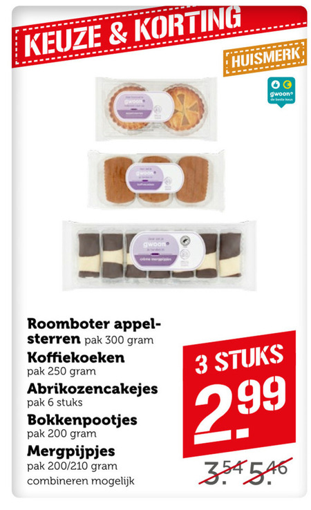 Gwoon   mergpijpjes, koek folder aanbieding bij  Coop - details