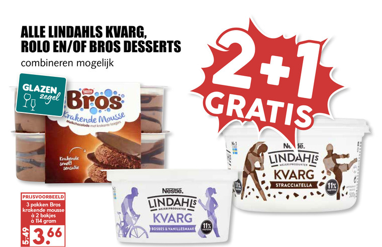 Bros   kwark, chocolademousse folder aanbieding bij  MCD Supermarkt Basis - details