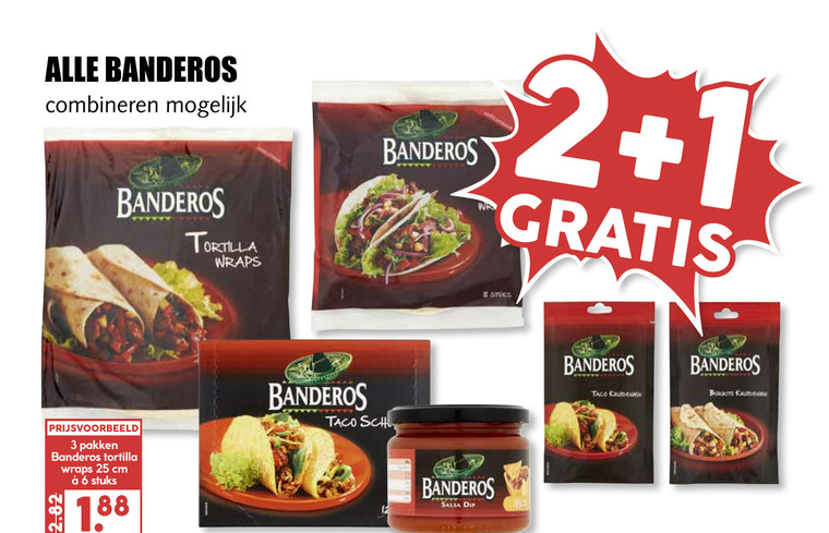 Banderos   tortilla, maaltijdmix folder aanbieding bij  MCD Supermarkt Basis - details