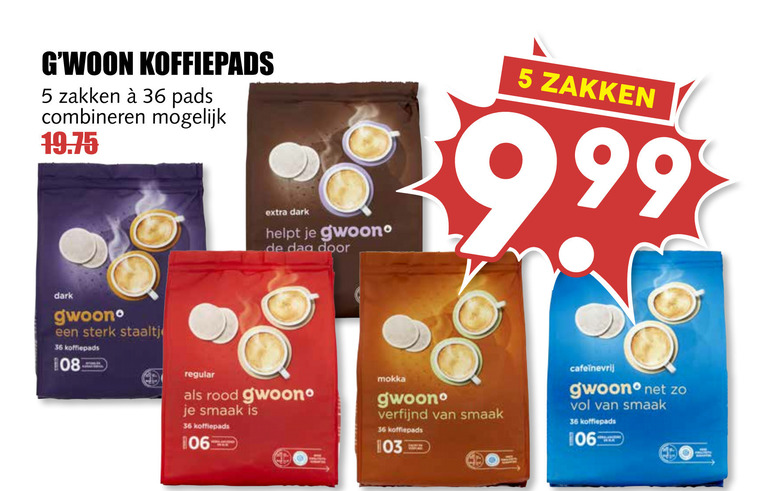 Gwoon   koffiepad folder aanbieding bij  MCD Supermarkt Basis - details