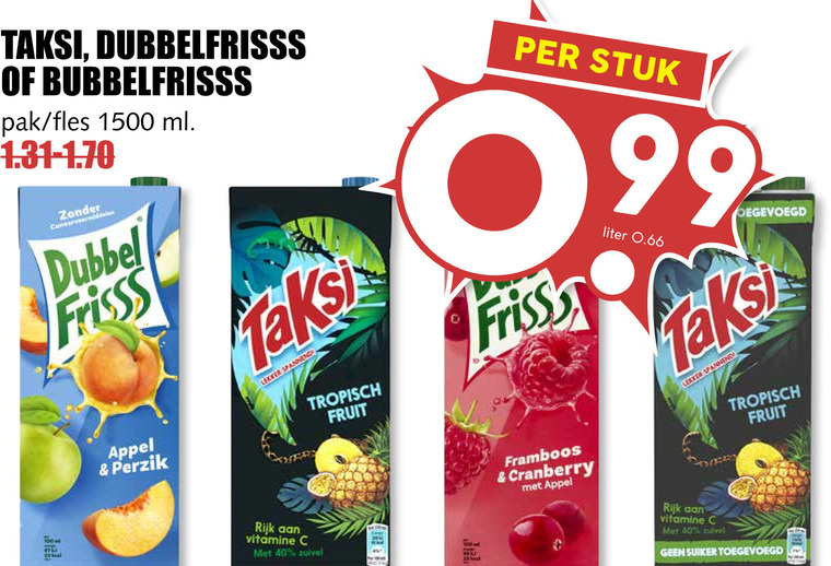 Taksi   frisdrank, fruitdrank folder aanbieding bij  MCD Supermarkt Basis - details