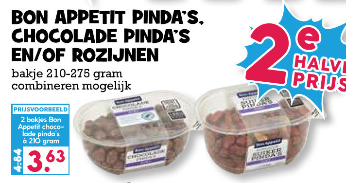 Bon Appetit   chocoladepindas folder aanbieding bij  Boons Markt - details