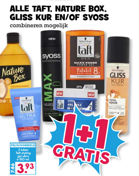 Taft   shampoo, conditioner folder aanbieding bij  Boons Markt - details