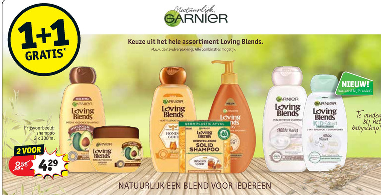 Garnier Loving Blends   conditioner, shampoo folder aanbieding bij  Kruidvat - details