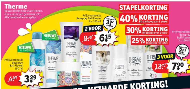 Therme   douchegel, bodylotion folder aanbieding bij  Kruidvat - details