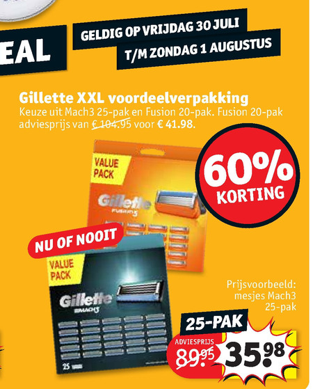 Gillette   scheermesjes folder aanbieding bij  Kruidvat - details