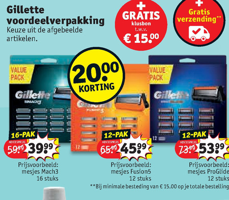 Gillette   scheermesjes folder aanbieding bij  Kruidvat - details