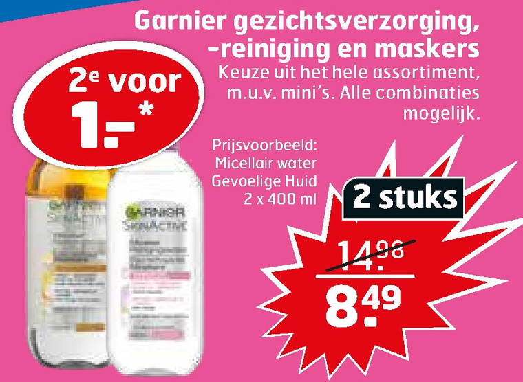 Garnier Skin Active   gezichtsverzorging, gezichtsmasker folder aanbieding bij  Trekpleister - details