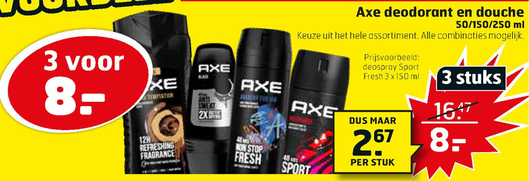 Axe   deodorant, douchegel folder aanbieding bij  Trekpleister - details