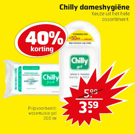 Chilly   dameshygiene folder aanbieding bij  Trekpleister - details