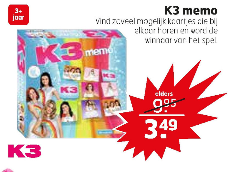 K3   kinderspelletje folder aanbieding bij  Trekpleister - details