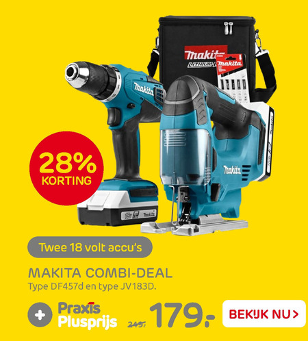 Makita   accuboormachine, decoupeerzaag folder aanbieding bij  Praxis - details