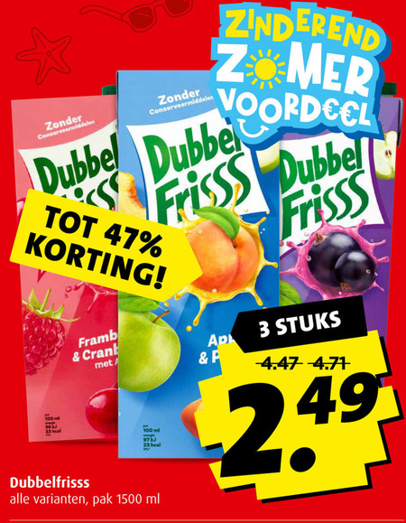 Dubbelfrisss   fruitdrank folder aanbieding bij  Boni - details