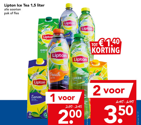 Lipton   ice tea folder aanbieding bij  Deen - details