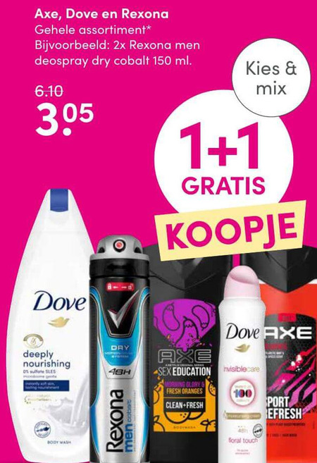 Rexona   deodorant, douchegel folder aanbieding bij  DA - details