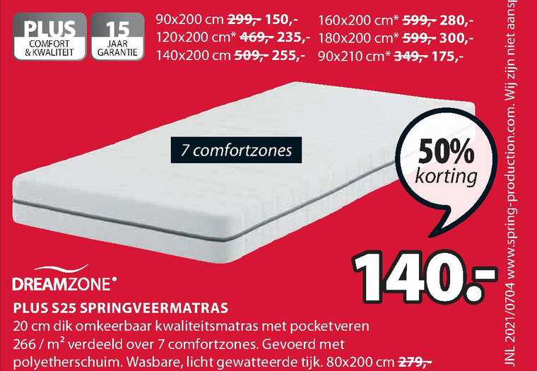 Dreamzone   matras folder aanbieding bij  Jysk - details