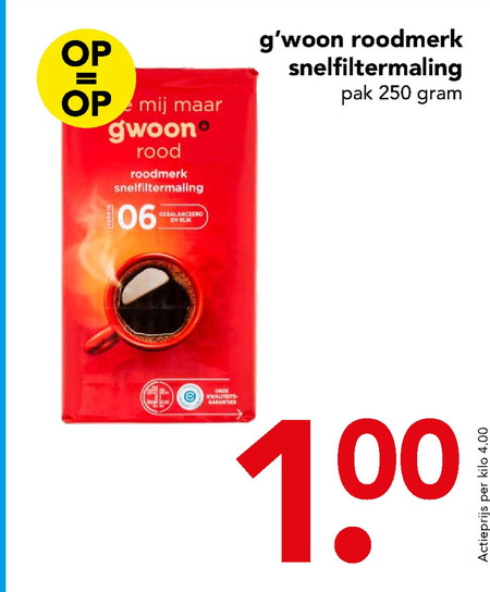 Gwoon   koffie folder aanbieding bij  Deen - details