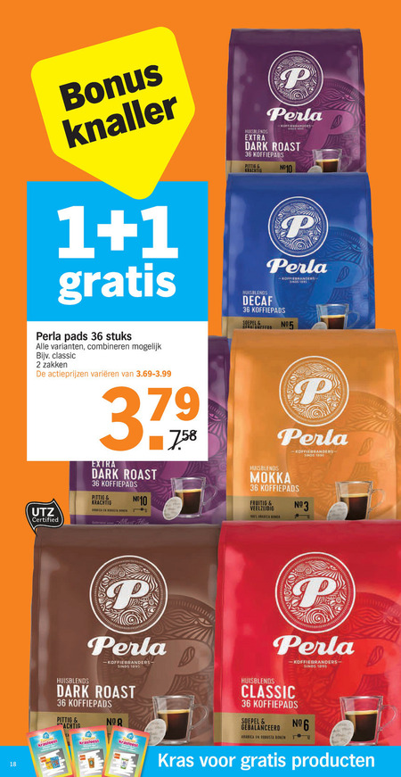 Perla   koffiepad folder aanbieding bij  Albert Heijn - details