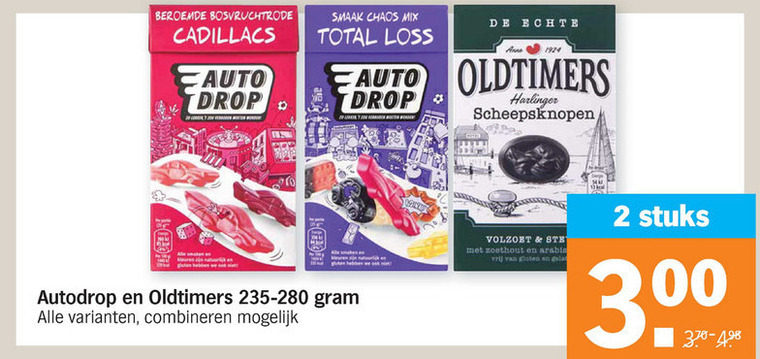 Oldtimers   drop, snoep folder aanbieding bij  Albert Heijn - details