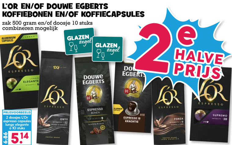 Douwe Egberts L Or   koffiebonen, koffiecups folder aanbieding bij  Boons Markt - details